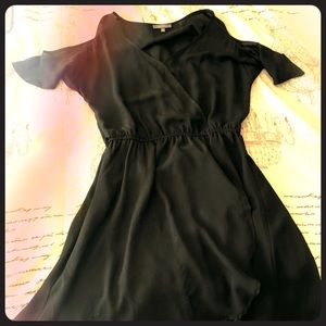 Black short cold shoulder wrap dress